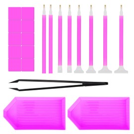 21pcs Diamond Painting Pens Refillable Wax Pens, Painting Tools Point Drill Pen Tool for Painting DIY Quickly Pick up Beads (Pink)