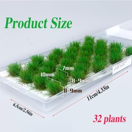 Static Grass Tuft,32 PCS Model Grass Tufts Terrain Resin Static Scenery Model Miniature Shrubs Bushes Model Making Miniature Deco Model Making for Train Landscape Railway Artificial Grass Modeling