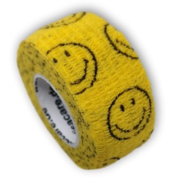 LisaCare Pflasterverband, Wundpflaster, Kinderpflaster, Tierpflaster, elastisch & ohne Kleber, 2,5cm breit (2er Packung, Smiley Gelb)