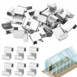 WUSJCOF Greenhouse Clips, Stainless Steel, Pack of 50 Greenhouse Clips, Greenhouse Glass Fixing, Aluminium Frame, Z Clips for Greenhouse Windows