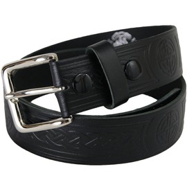 USA Kilts Men's 1.5" Celtic Knot Embossed Leather Belt XXL Black