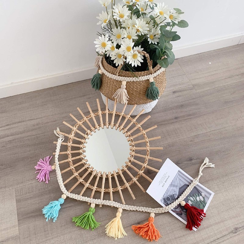 ZOONAI 2 Pack Macrame Cotton Tassel Banner with Beads Wall