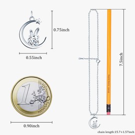 MICMIF Rabbit and Moon Pendant Necklace Women's 925 Silver with Zirconia Star Moon Chain Cute Necklace for Women Girls, Cubic Zirconia Sterling Silver Fabric Zirconia Sterling silver, Cubic Zirconia