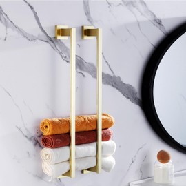 LANC Gold Hand Towel Bar for Bathroom Wall Mounted 12-Inche Brushed Gold Towel Ring Stainless Steel Square Towel Rod for Bathroom Kitchen Hand Towel Holder Towel Hanger, A9010BG-L3