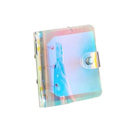 Binder Cover Clear Rainbow, A5 / A6 / A8 PVC 3 Holes Refillable Paper Binder Waterproof Loose Leaf Notebook Folder for Office School Writing Supplies