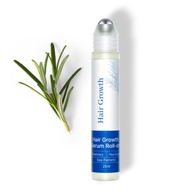 Gluvelessia Hair Growth Serum Roll On 25ml with Saw Palmetto, Rosemary & Pea Extract， Helps Support Thicker, Fuller Hair Appearance， Clean, Non-Greasy Hair Loss Support for Men & Women Pack of 1