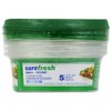 Surefresh Plastic Food Storage Containers, Rectangular, 5-Pack, BPA Free, Leakproof,