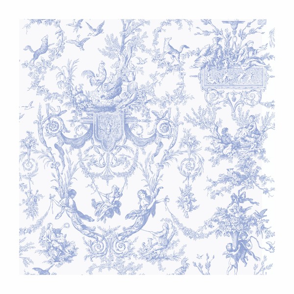 York Wallcoverings Ashford Toiles Old World Toile Prepasted Removable Wallpaper, White/Blue
