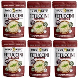 TODO KETO Pasta de Konjac Shirataki (250g) - Fetuccini Cero Calorías-Sustituto de Pasta Sin Carbohidratos ni Azúcar - Sin Gluten, Vegano y Low Carb (6 PIEZAS)