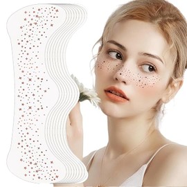 Dryxog Pack of 10 Glitter Freckles Golden Tattoo Foil Freckles Tattoo, Waterproof Freckle Design Face Tattoo Glitter Party Accessories for Party Festival Christmas (Type A)