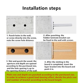 4" Concealed Shelf Floating Support Invisible Brackets, Blind Mount for Home Wall DIY Bookshelf, Pack of 4 with Screws