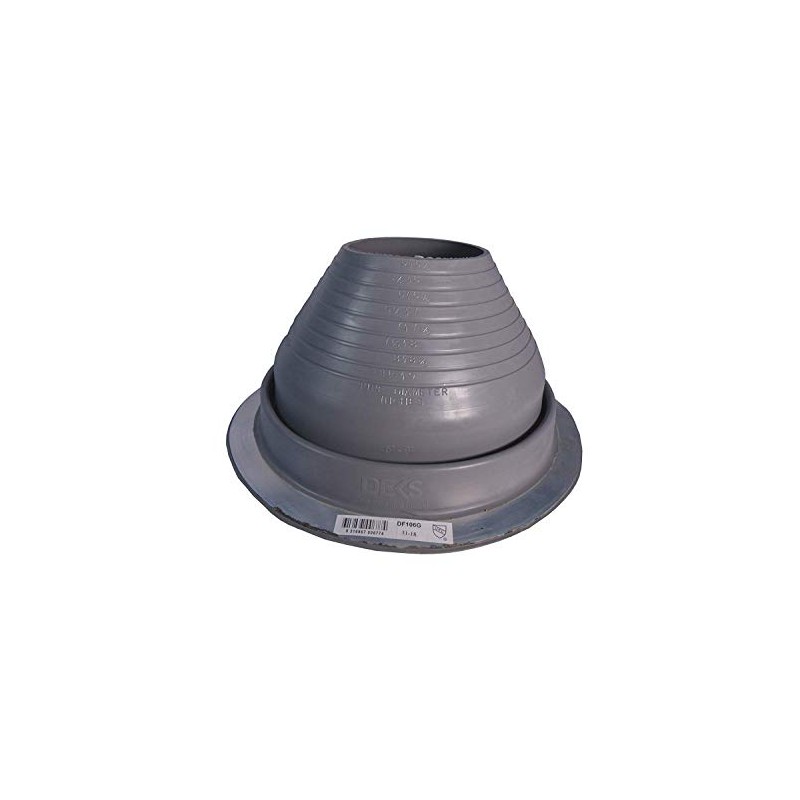 Dektite #6 Gray EPDM Metal Roof Pipe Flashing, Round Base,