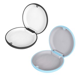 Pack of 2 Dentures Box, Braces Box, Dental Splint Box, Denture Box, Dentures Container, Storage Box for Dentures, Suitable for Travel and Daily Use (Black, Blue)