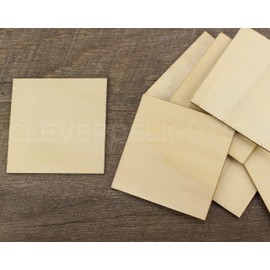 CleverDelights 3 Inch Wood Squares - 25 Pack - 3/32" Thick - 3" Unfinished Craft Pieces