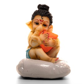 Tarini Gallery God Ganesh Modak Statue Sculpture Idol Figurine Hand Painted Decorative Showpiece for Home Office Pooja Ghar Temple Décor and Gifting (Ganesh Modak)