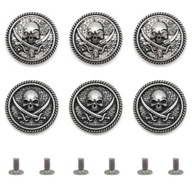 Niuhong 6 Pieces Skull Conchos Craft 3D Skull Screw Cap Leather Rivets Decorating Punk Cool Screw DIY Craft Repairs Handbag Purse Clothes Shoes Decor (B)