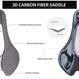 3D Printed Bike Saddle with Full Carbon Fiber for Men/Women - 7 * 9mm Carbon Rails - Adaptive Bicycle Seat for Mountain Road & Gravel Bike