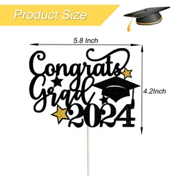 GotGala Felicidades Grad 2023 - Decoración para tartas de graduación con purpurina negra y dorada para decoración de fiesta de graduación 2023