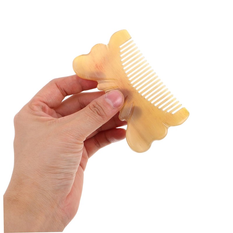 WOONEKY Handmade Natural Horn Scalp Massage Comb with Thickened Wide