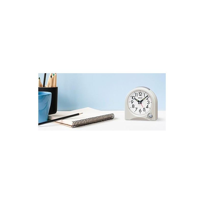 Seiko Clock KR520W Alarm Clock, Analog White Pearl, 4.5 x