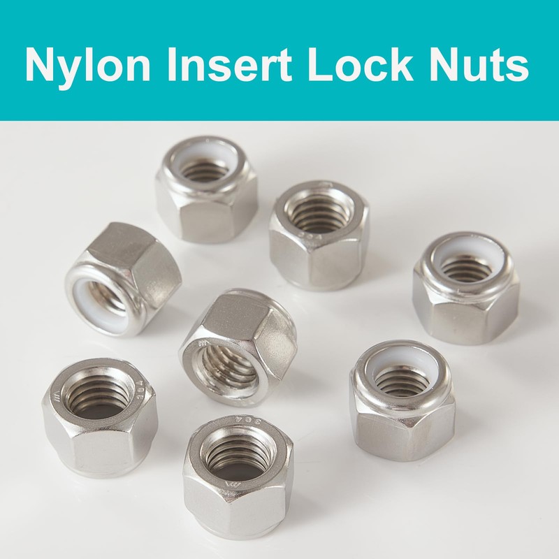 GuoYomm 80PCS #10-32 Nylon Insert Lock Nuts, Stainless Steel 304