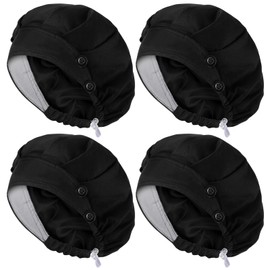 Croknit 4 Pcs Satin Lined Scrub Caps Women Adjustable Working Cap with Button Sweatband Surgical Elastic Nurse Hat(Bouffant Style)