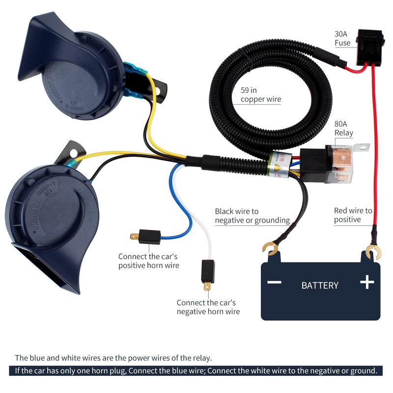 FARBIN 12V Electric Air Horn Kit for Truck, Car, SUV,