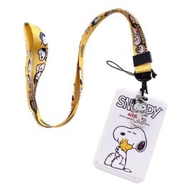 TCB Creations Snoopy's Cartoon Dog Sitting Holding Woodstock Characters Id Holder Lanyard Keychain