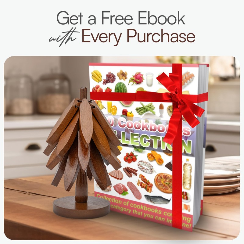 Wooden Tree Trivet Set – 4 Tree-Shaped Coasters & 1