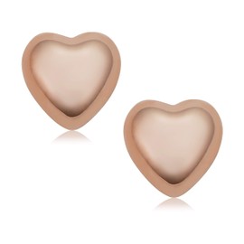 Kooljewelry 14k Rose Gold Small Petite Heart Stud Earrings, Metal