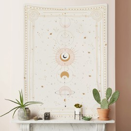 Shiny Flower Moon Tapestry, Moon Phase Wall Cloth, Scandinavian Cloth Poster, Constellation Decorative Fabric, Large Size, Wall Decoration, Wall Decoration, Makeover, Decorative Supplies, Interior,