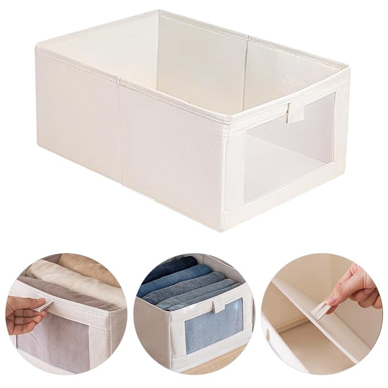 6 Pack Linen Storage Bins, Foldable Storage Boxes, Portable Wardrobe
