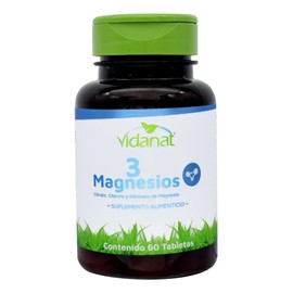 3 Magnesios 60 Tabletas Vidanat Mejora El Rendimiento Sabor Sin sabor