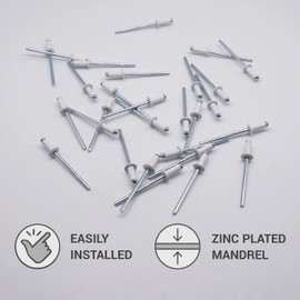 Pack of 100 Painted Blind Rivets 3.2 x 8 mm, Dome Head, DIN 7337, Aluminium Rivets and Steel Mandrel, Pop Rivets (100, Pure White RAL 9010)