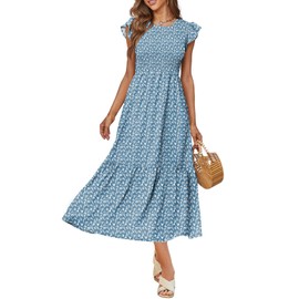Womens Summer Dresses Casual Blue Dress Womens Beach Dress Floral Dresses 2025