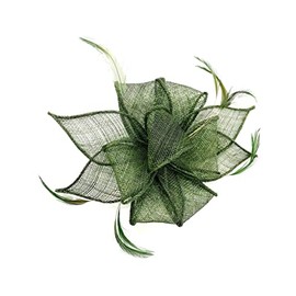 Khaki Green Feather Fascinator Hair Clip or Headband Ladies Wedding or Races Hair Accessory