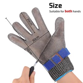 FUVBNQGT 1 pair of cut protection gloves, chain glove, kitchen level 9, kitchen gloves, cut-resistant, cut-resistant gloves for everyday use, mandolin gloves (size M)