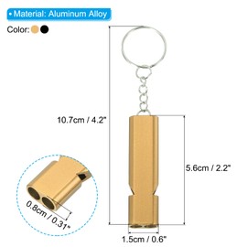 PATIKIL Emergency Whistle, 4 Pack Loud Sound Aluminum Keychain Whistles Outdoor Safety Survival Whistle for Camping Hiking, Gold, Black