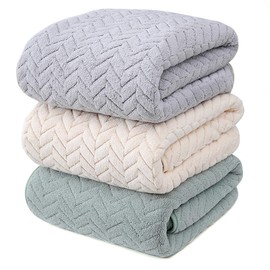 3Packs Toallas de Baño 140*70cm Ultra Suaves Juego De Toallas Absorbentes de Gran Tamaño, Toalla de Microfibra de Secado Rápido para Baño, Hotel, Hogar, Piscina(Gris claro + blanquecino + verde)