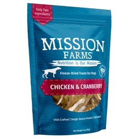 Mission Farms Freeze-Dried Raw Chicken & Cranberry Dog Treats - All Natural, 3oz