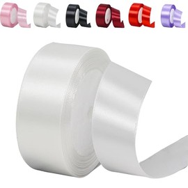 23 m Satin Ribbon Original White 30 mm Satin Ribbon Ribbons Wide Ribbon Decorative Ribbon Fabric Ribbon Gift Ribbon Wedding Decoration Bow for Gift Wrapping, Crafts, Hair Bows, Bouquet, Decoration