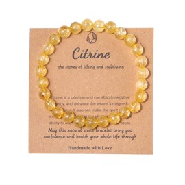 Pingyongchang Stress Relief Anxiety Yoga Bracelet,Healing Crystal Stone Mantra Bracelets for Women Men Natural Beaded Birthday Gifts for Inspirational Jade Bracelet for Men-Citrine q