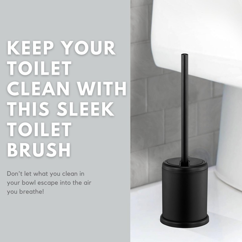 ToiletTree Products - Escobilla de Inodoro con Tapa, Color Negro,