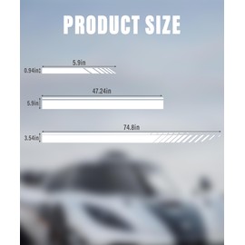 Flaconi Pack of 5 Car Stickers, Car Tuning, Car Sticker Side, Racing Sticker, Car Racing Body Side Strip Sticker, Vinyl Racing Strip Sticker for Car Decoration (White)