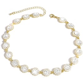 Suyi Crystal Colorful Choker Necklace Sparkly Rhinestone Necklace for Women Gold