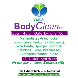 BODY Clean Out 26507-360 12 Herbs + Bitter Substances According to Hildegard 360 Capsules Milk Thistle Artichoke Dandelion Turmeric Nettle and Much More 100% Pure Natural - No Additives