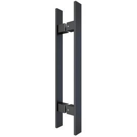 BARNSMITH 36" Barn Door Push Pull Handle,Heavy Duty Grade-304 Stainless Steel Square Commercial Door Handle,Entrance Entry Front Office Handle Pull Set for Wood Glass Panel,Black