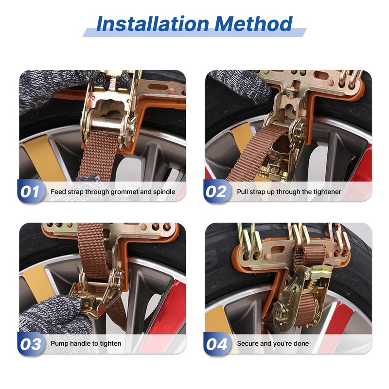 Snow Chains, Emergency Anti-Skid Tire Chains for SUV, Cars, Sedan,