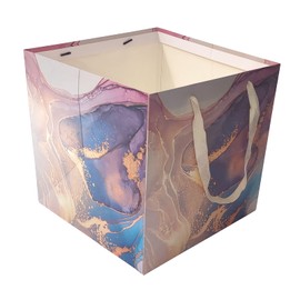 RUIFYRAY Extra Large Gift Bag, 11.8 inches Square Reusable Big Bag with Handle, for Wedding, Birthday, Presents, Father's Day Gift, Purple Gold