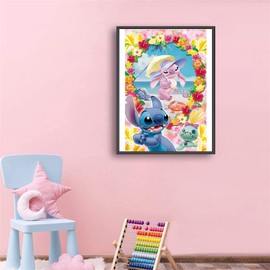 5D Diamond Painting 5D DIY Perforación Completa de la Pintura del Diamante Punto Cruz Pegatinas pared para Decoración estar Diamond Painting Diamante Redonda Set Arte Kit Arte Diamond Painting (Rosa)